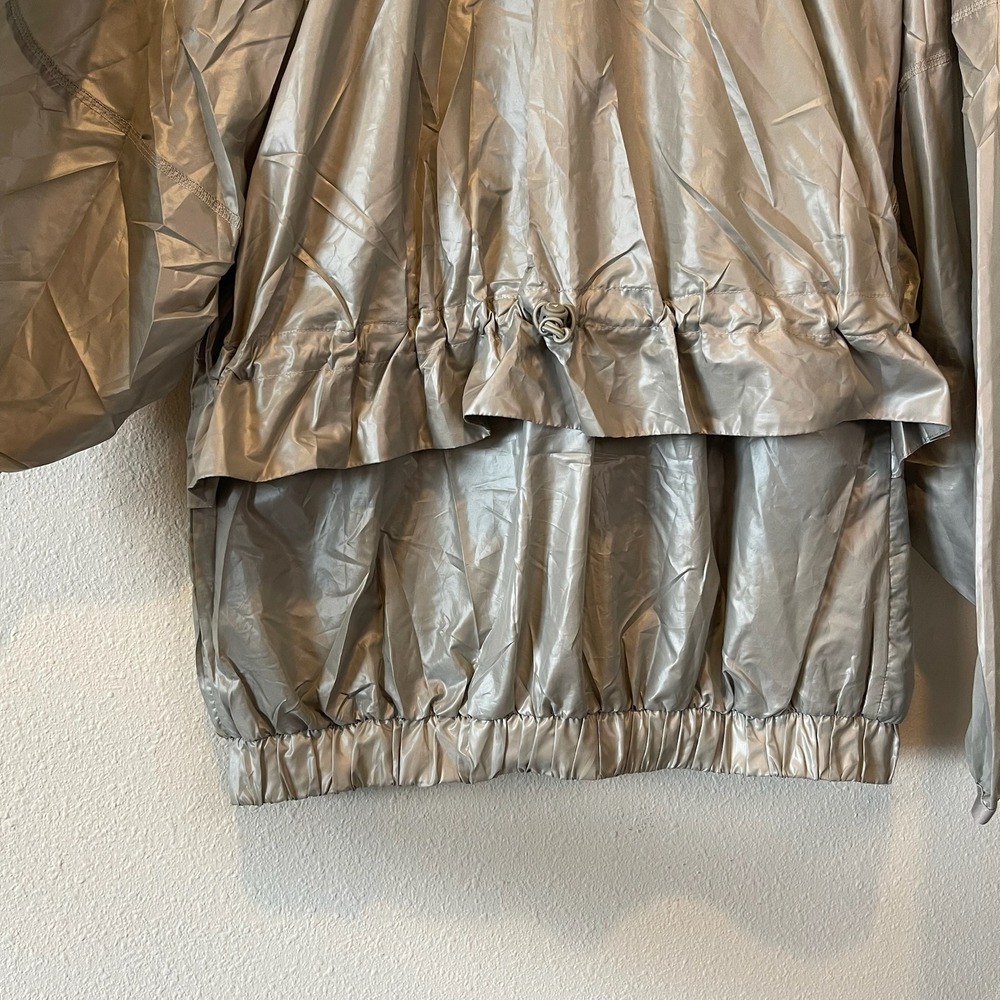 Adidas by Stella McCartney Metallic Silver Ruched Windbreaker Jacket Large L - Picture 11 of 14